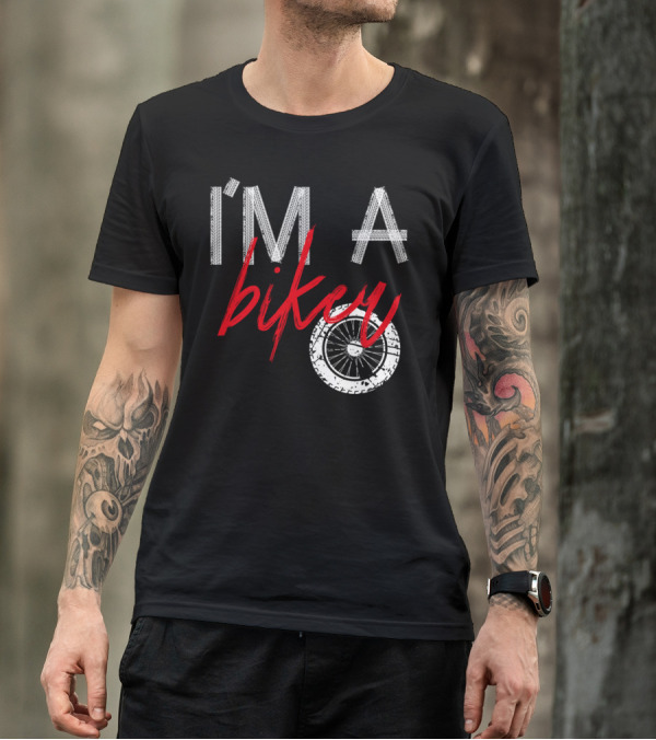I'M A BIKER Tire Tread Lettering Wheel T-Shirt
