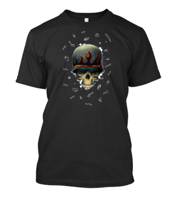 Kustom Skull Helmet Bike Ride Freedom Fast Speed Garage Custom T-Shirt