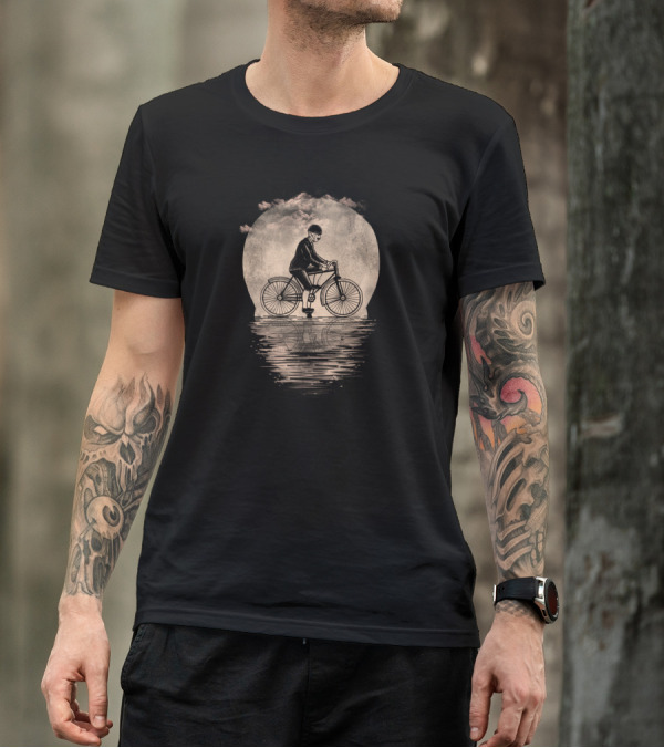 Live To Ride Vintage Bicycle Reflection Monochrome Moonlight T-Shirt