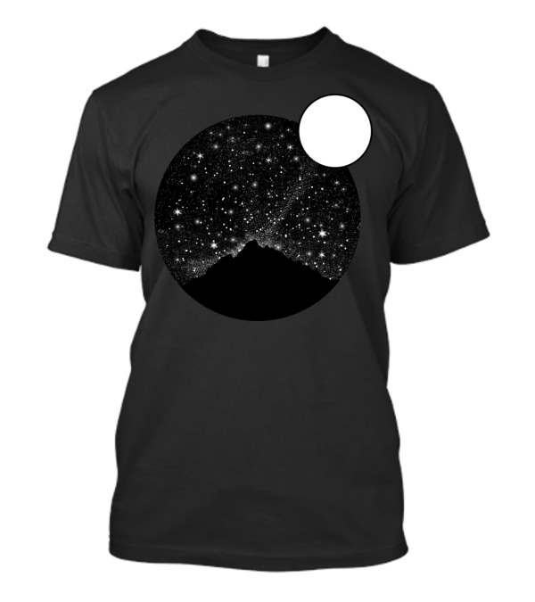 Lonely Mountains Starry Night Galaxy Over Peaks T-Shirt