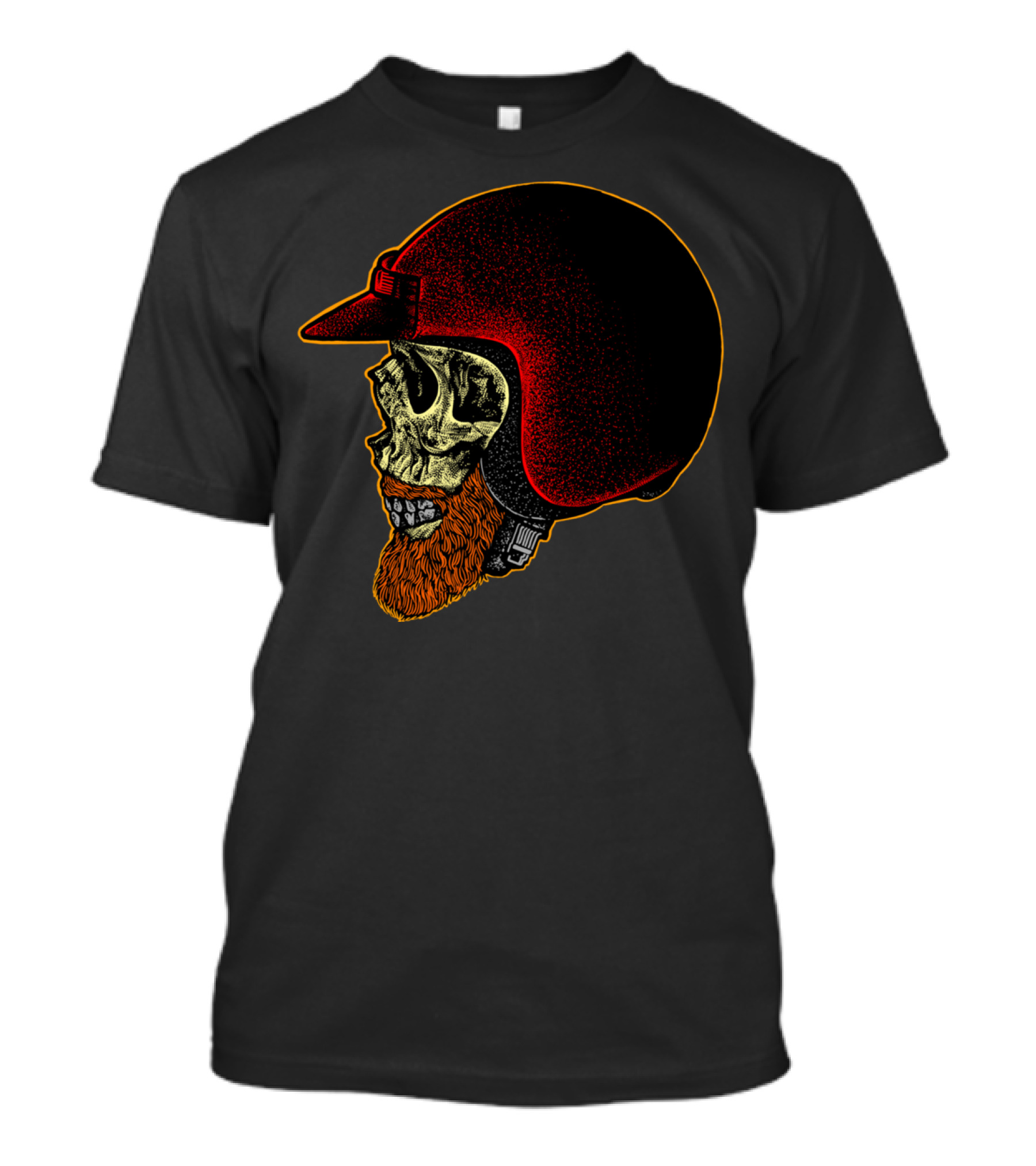 Mighty Biker Helmet Skull Red Beard T-Shirt