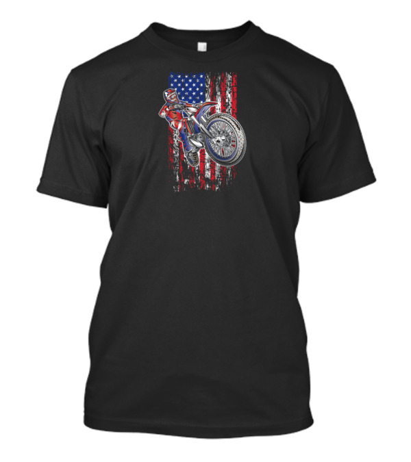 Motocross USA Dirt Bike Rider American Flag Motocross Racing T-Shirt