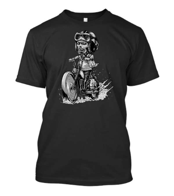 Mr Zomp Bike Skull Rider Cartoon On Motorcycle T-Shirt