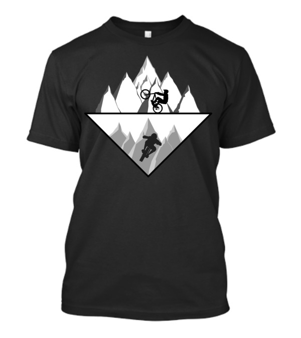 MTB Double Tap Mountain Biking Silhouette And Reflection T-Shirt