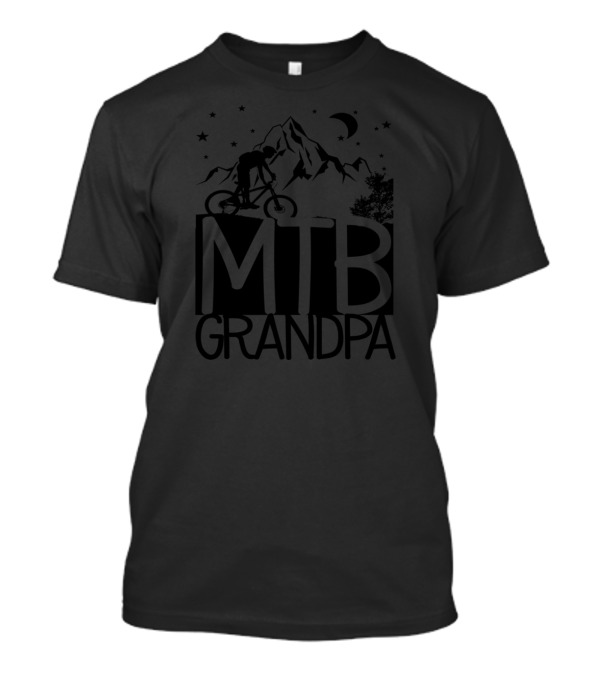 MTB Grandpa Mountain Biking Under Stars And Moon T-Shirt