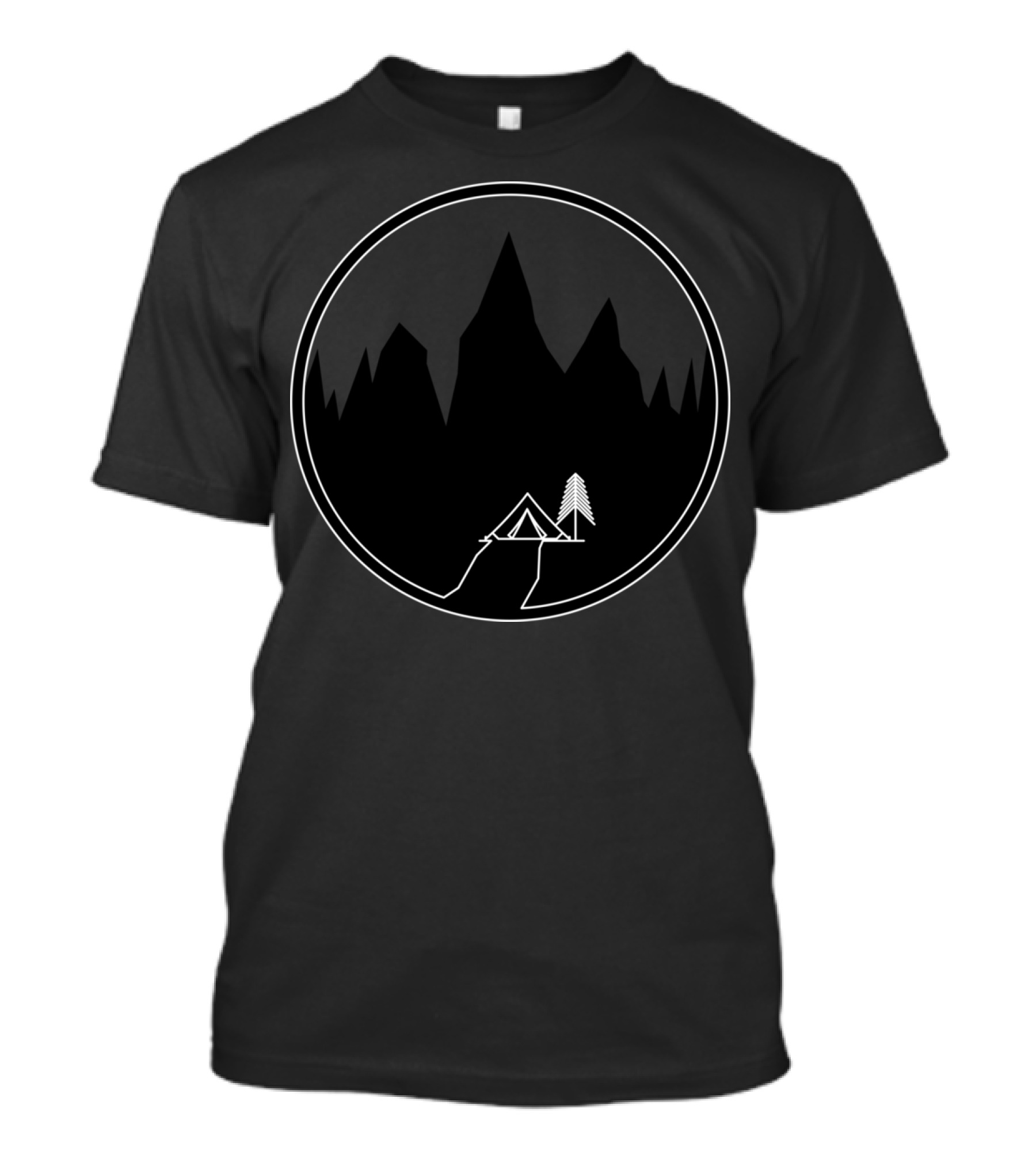 Mountains Camp Tent And Pine Night Scene T-Shirt