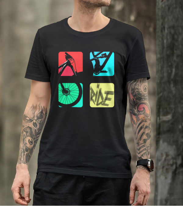 MTB Square Ride Bicycle Cycling Wheels T-Shirt
