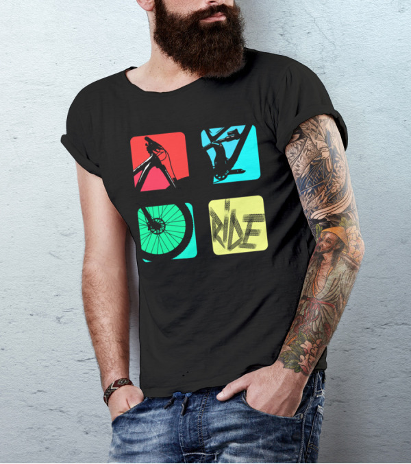 MTB Square Ride Bicycle Cycling Wheels T-Shirt
