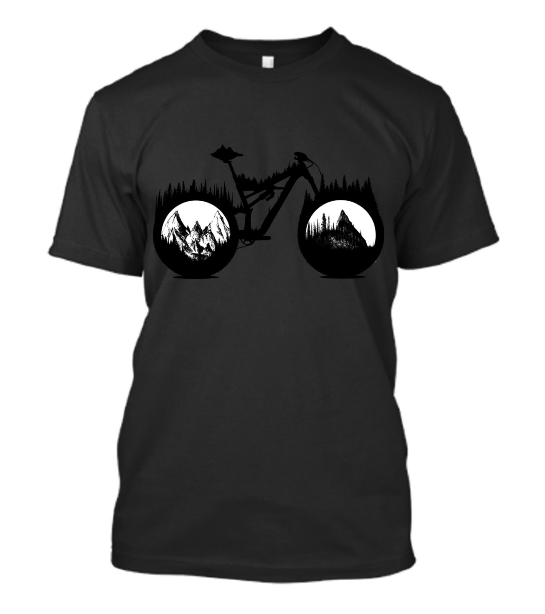 New Enduro Bike Mountain Silhouette Forest Landscape T-Shirt