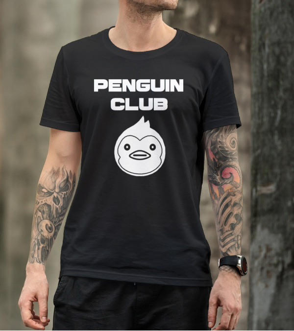PENGUIN CLUB Cartoon Emblem With Cute Penguin Face T-Shirt