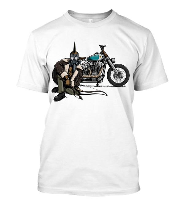 Pestilence Rider Of The Apocalypse Biker With Gas Mask And Motorcycle T-Shirt