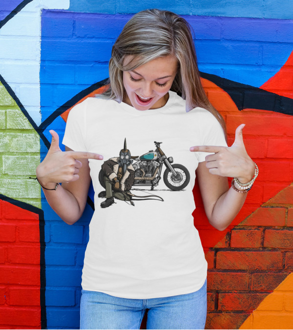 Pestilence Rider Of The Apocalypse Biker With Gas Mask And Motorcycle T-Shirt