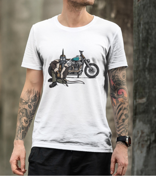 Pestilence Rider Of The Apocalypse Biker With Gas Mask And Motorcycle T-Shirt