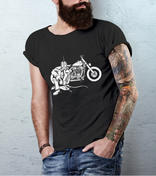 Pestilence White Four Riders Of The Apocalypse Gas Mask Motorcycle Rider T-Shirt
