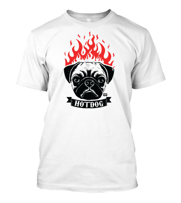 Pug Hot Dog Flame Crown T-Shirt