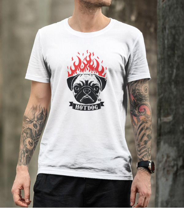 Pug Hot Dog Flame Crown T-Shirt