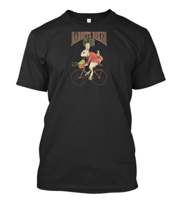 Rabbits Biker Club Vintage Cycling Rabbit With Red Jacket And Backpack On Bicycle T-Shirt
