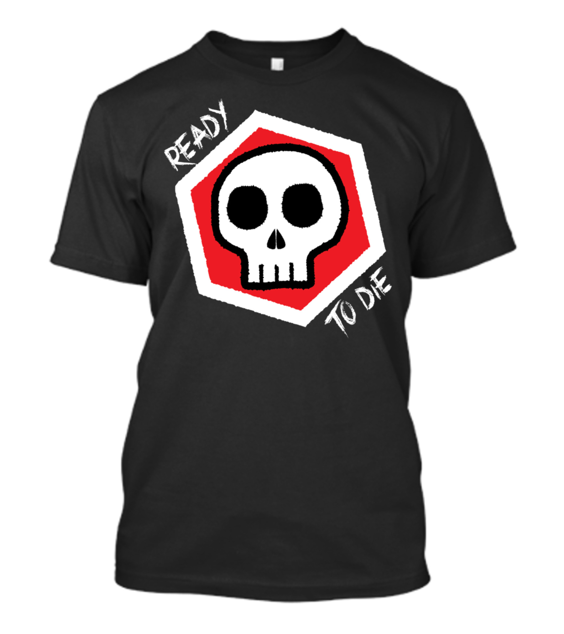 READY TO DIE Skull Icon Red White Black Octagon T-Shirt