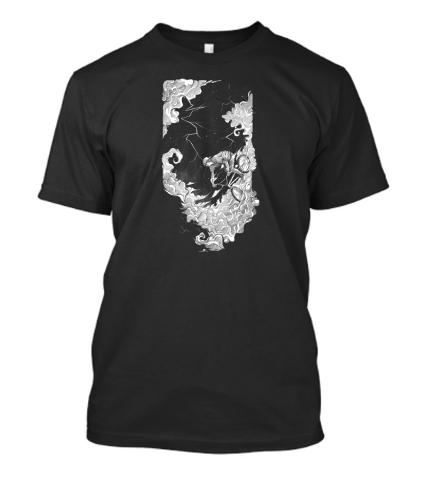 Ridin' The Storm Out Cyclist In Lightning And Clouds T-Shirt
