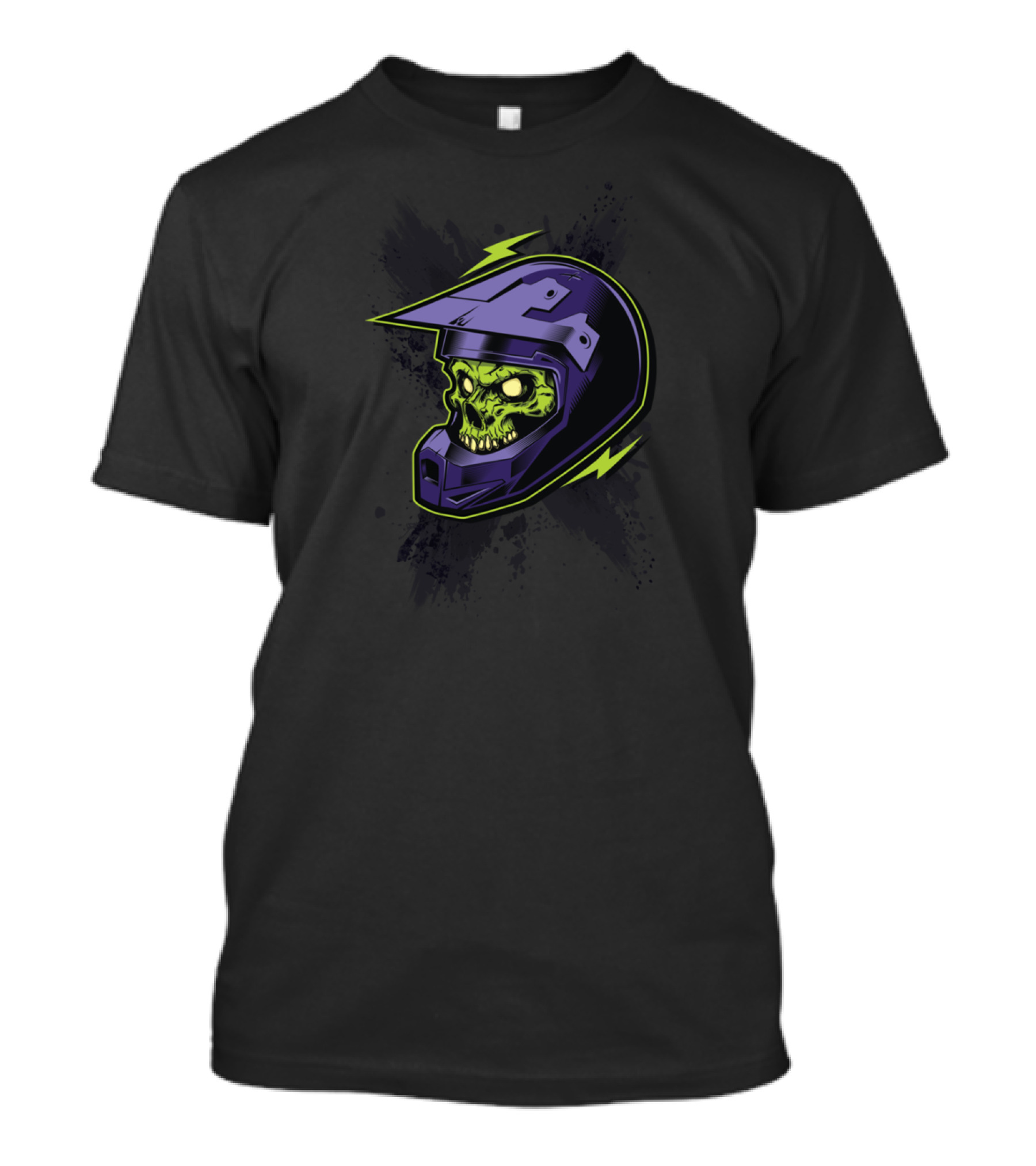Skull Motocross Helmet Neon T-Shirt