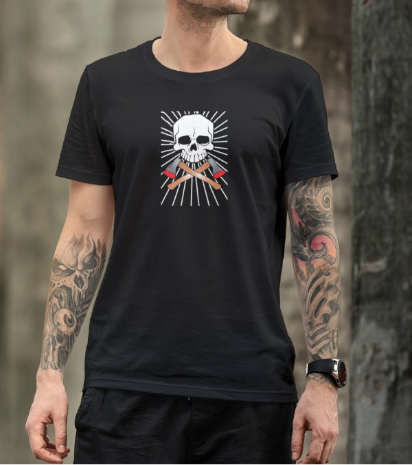 Skull'n'Axebones Radiant Crossed Axes And Skull T-Shirt