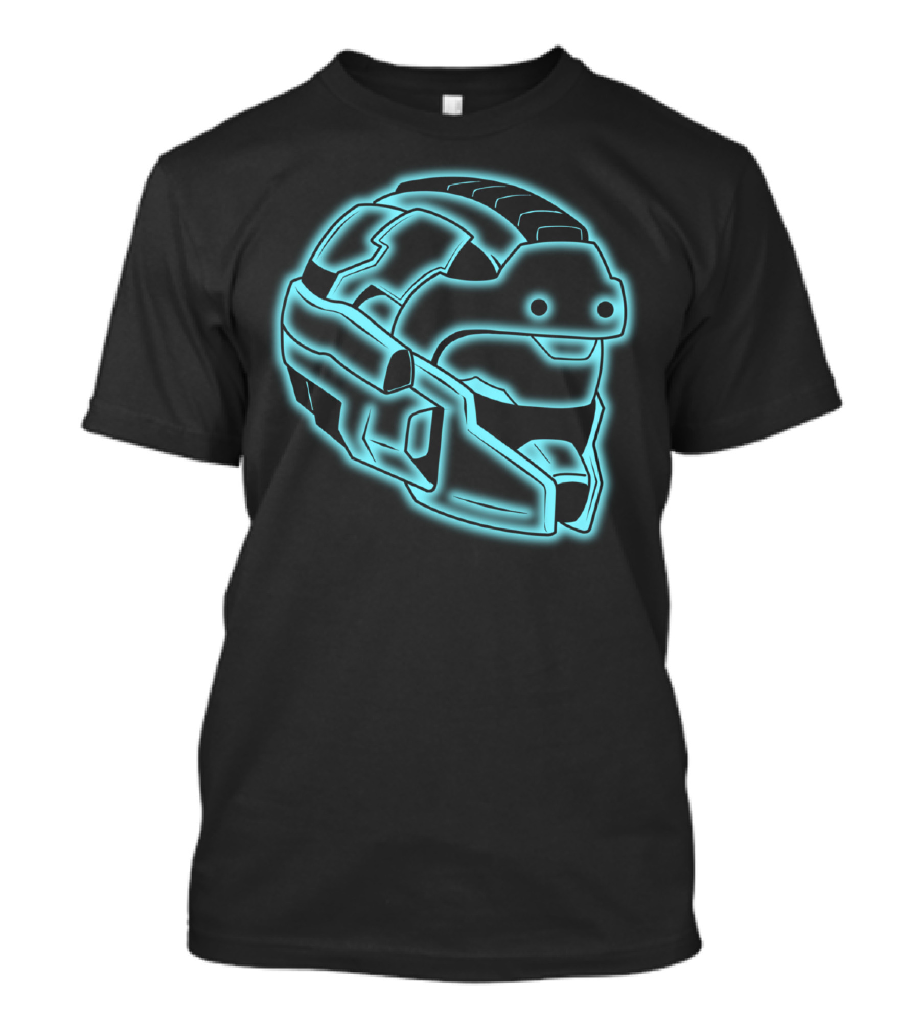 Space Trooper Helmet II Neon Glow Blue T-Shirt