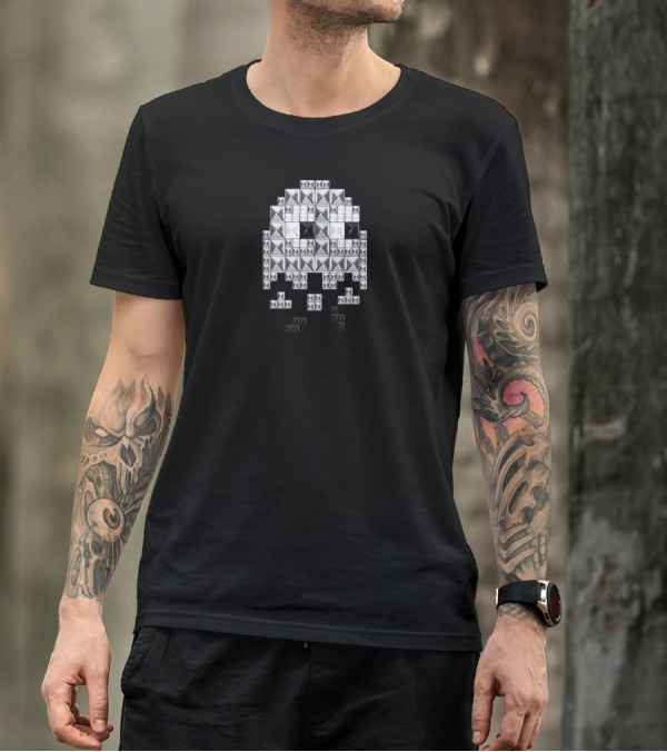 Studded And Tetrified Retro Pixelated Ghost T-Shirt
