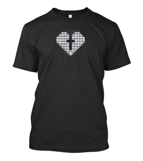Studded Heart With Cross Divider T-Shirt