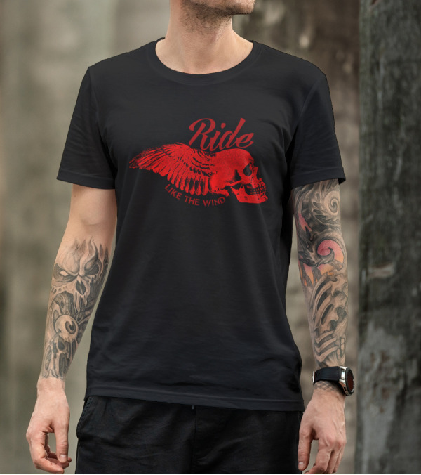 Ride Like The Wind Skull Wing T-Shirt