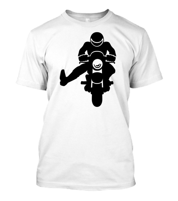 Biker Raising His Leg Silhouette On Motorcycle T-Shirt