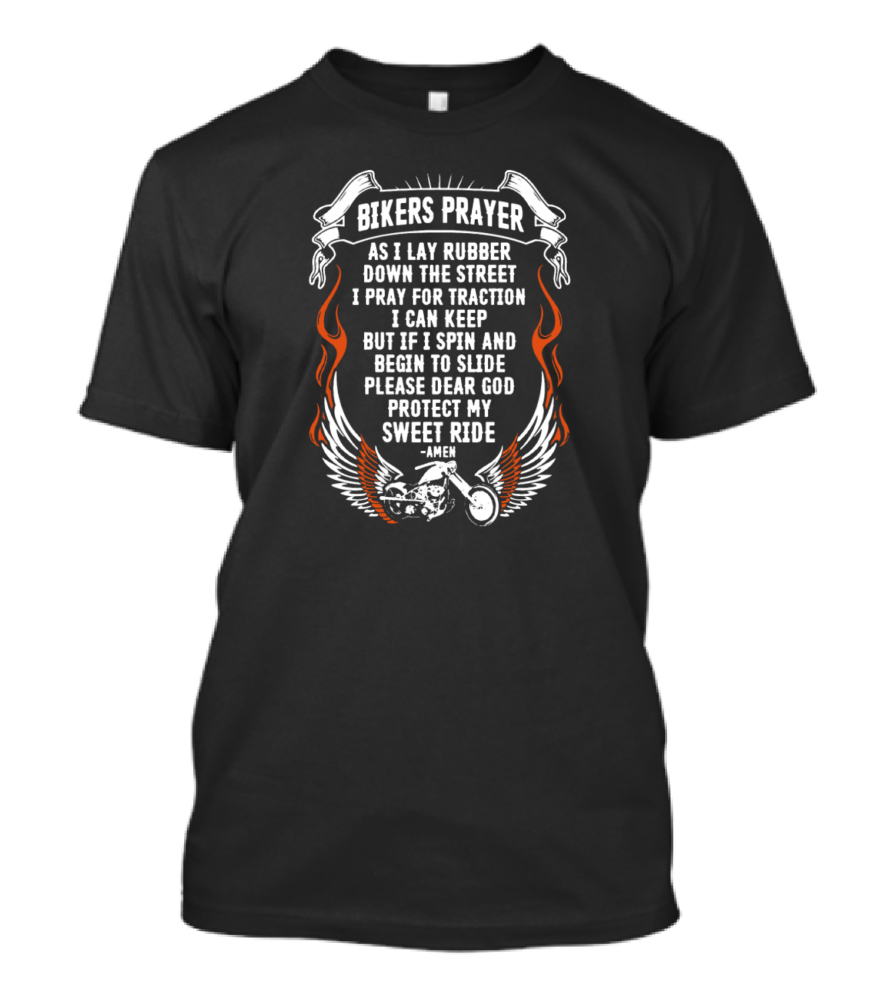 Bikers Prayer As I Lay Rubber Down The Street Winged Skull Amen Protect My Sweet Ride Women's Organic T-Shirt