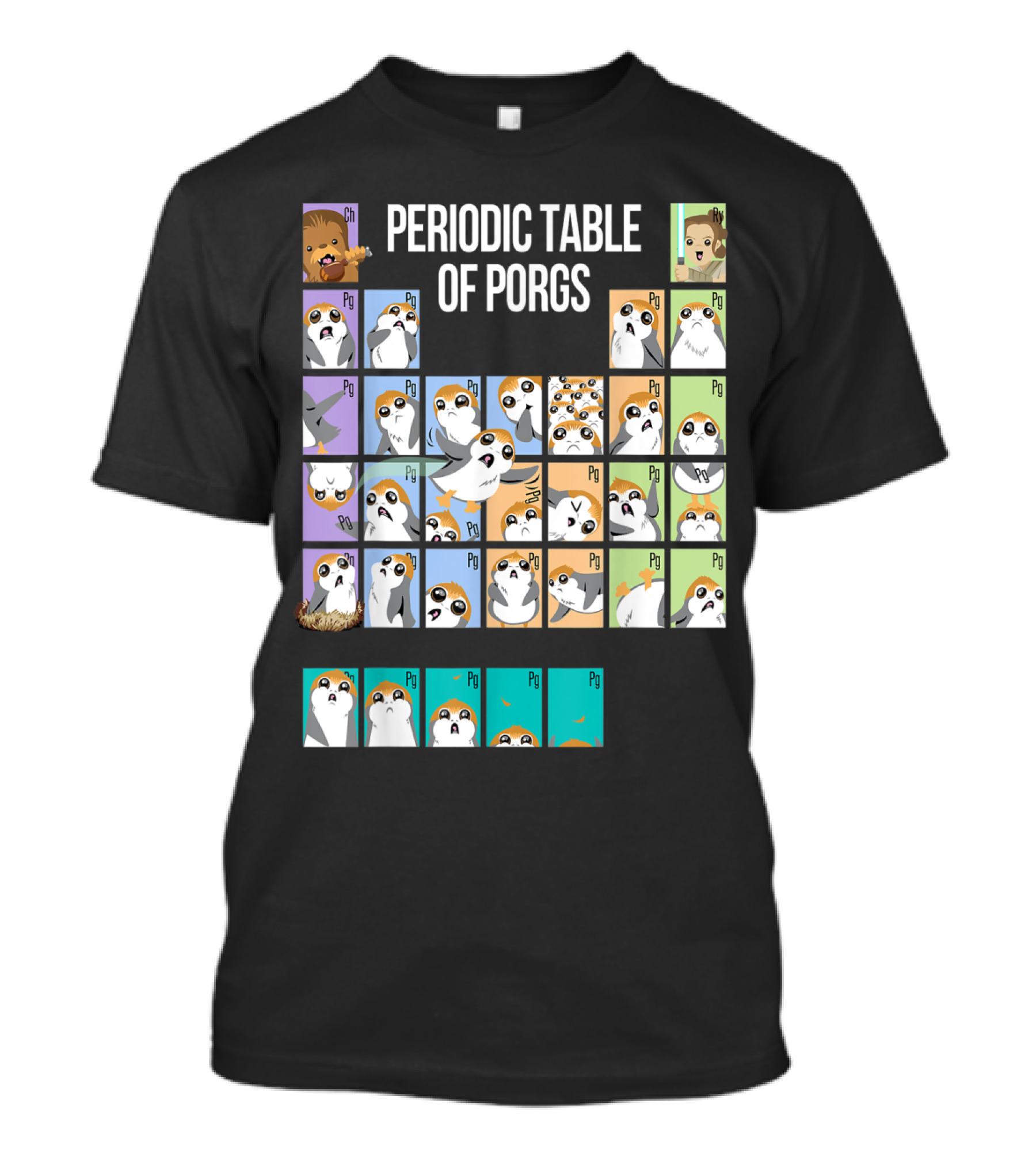 Periodic Table Of Porgs Star Wars Cute Character Grid T-Shirt