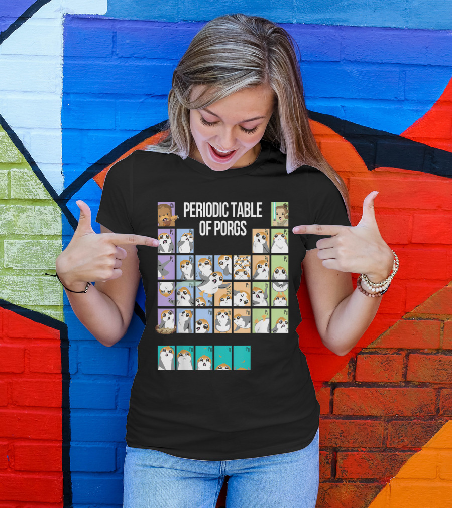 Periodic Table Of Porgs Star Wars Cute Character Grid T-Shirt