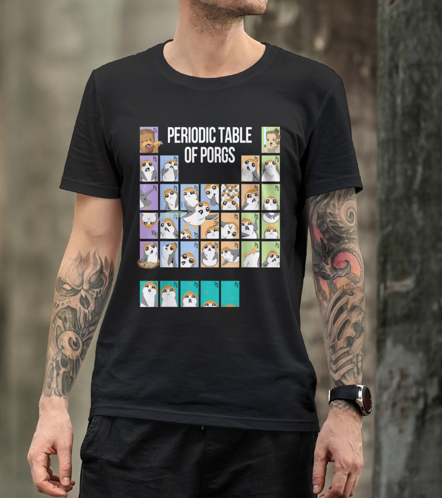 Periodic Table Of Porgs Star Wars Cute Character Grid T-Shirt