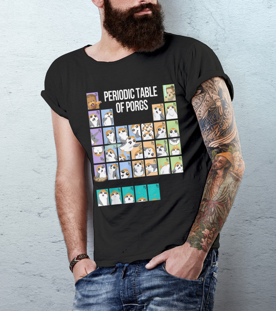 Periodic Table Of Porgs Star Wars Cute Character Grid T-Shirt