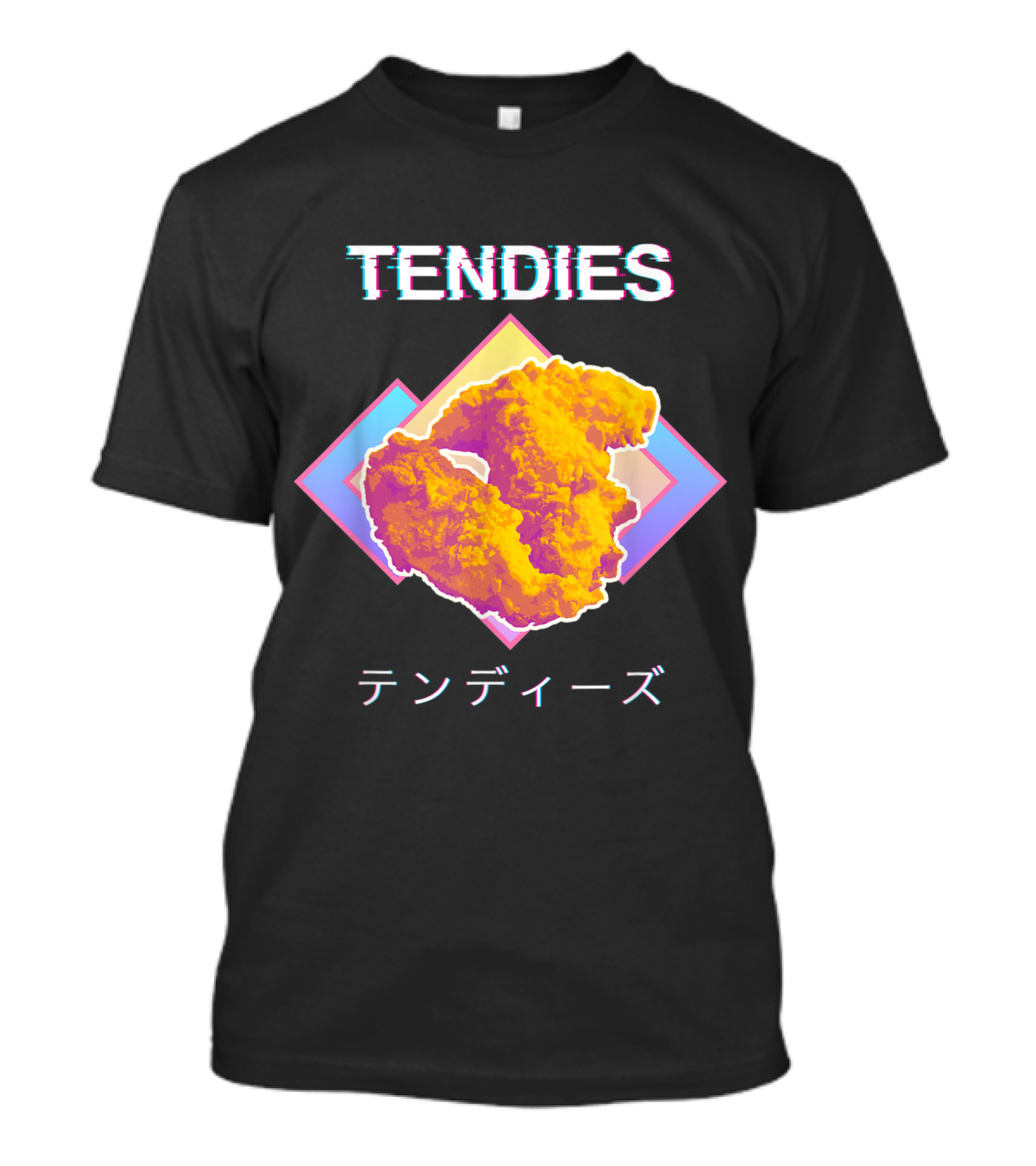 Tendies Vaporwave Chicken Tenders Japanese Kanji T-Shirt