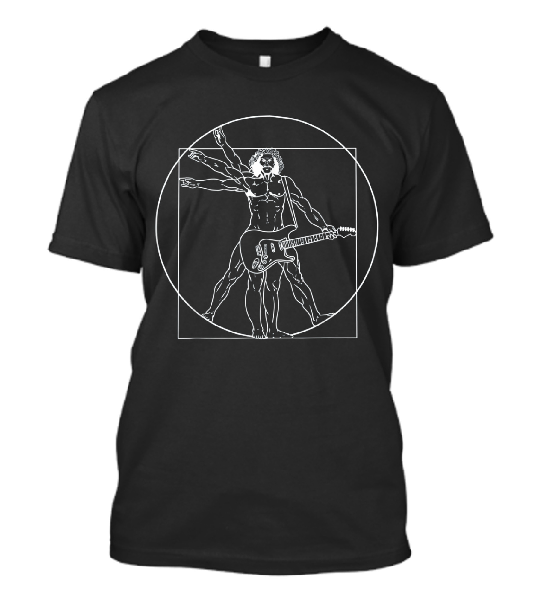 Vitruvian Man Guitar Da Vinci Guitarist Iconic Concept T-Shirt