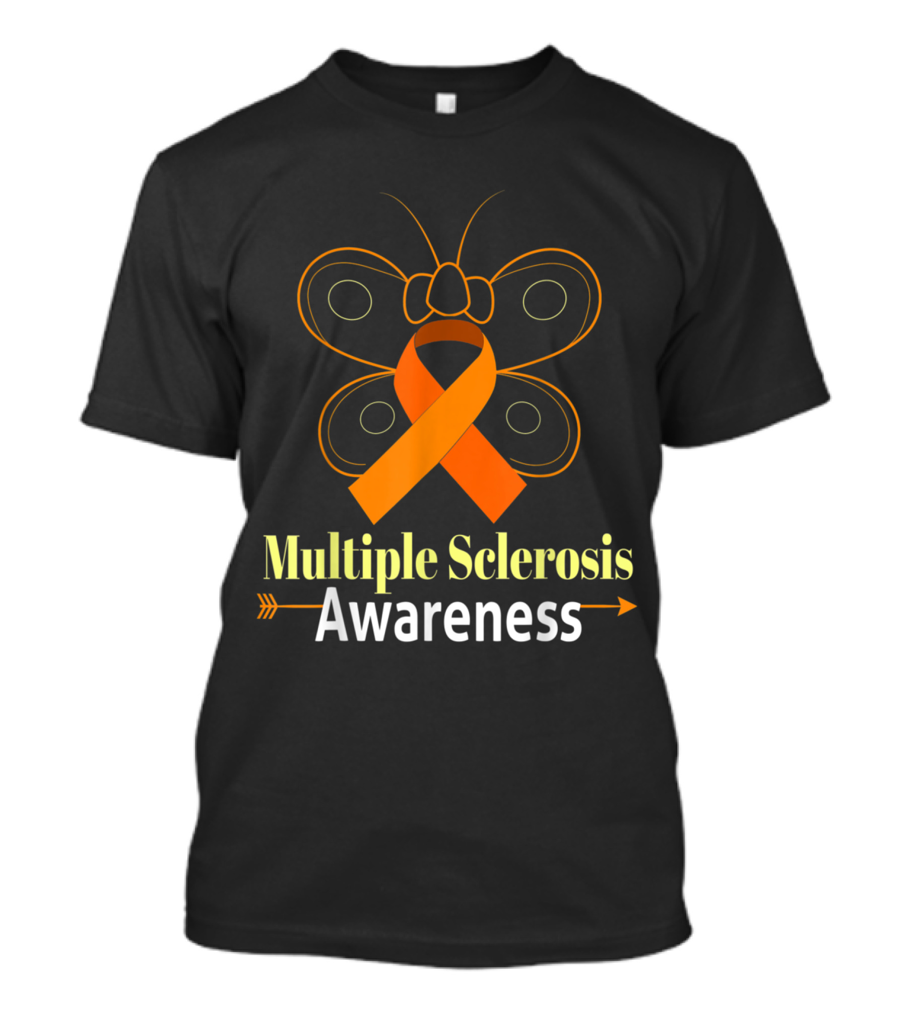 Multiple Sclerosis Awareness Butterfly Orange T-Shirt