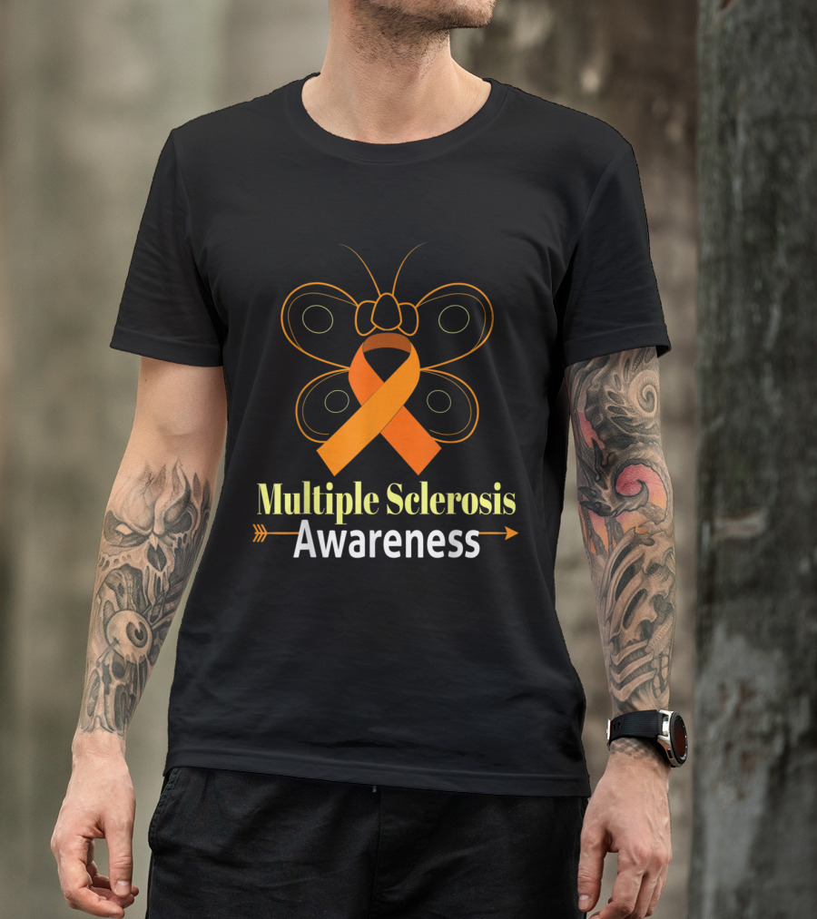 Multiple Sclerosis Awareness Butterfly Orange T-Shirt