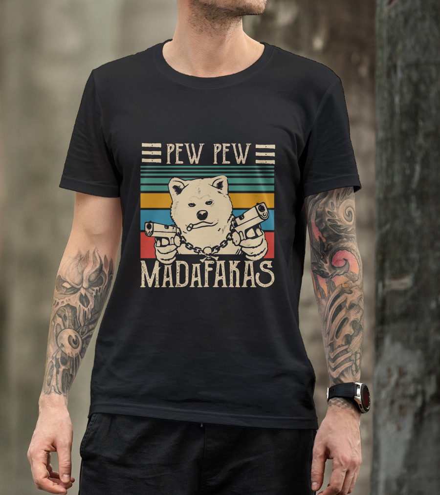 Akita Inu Pew Pew Madafakas Vintage Gun Dog T-Shirt