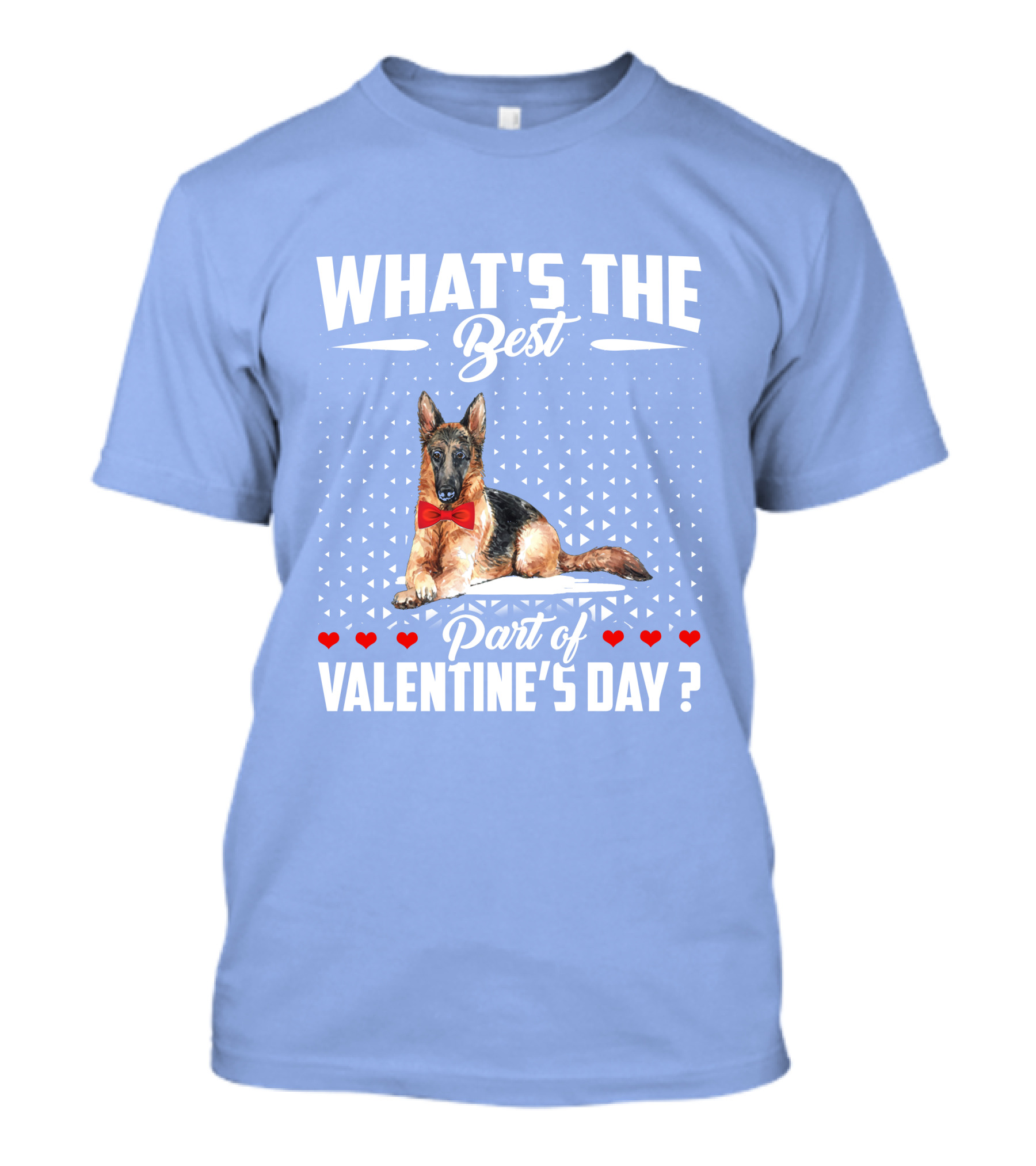 What's The Best Part Of Valentine's Day German Shepherd Dog Bow Tie Hearts T-Shirt