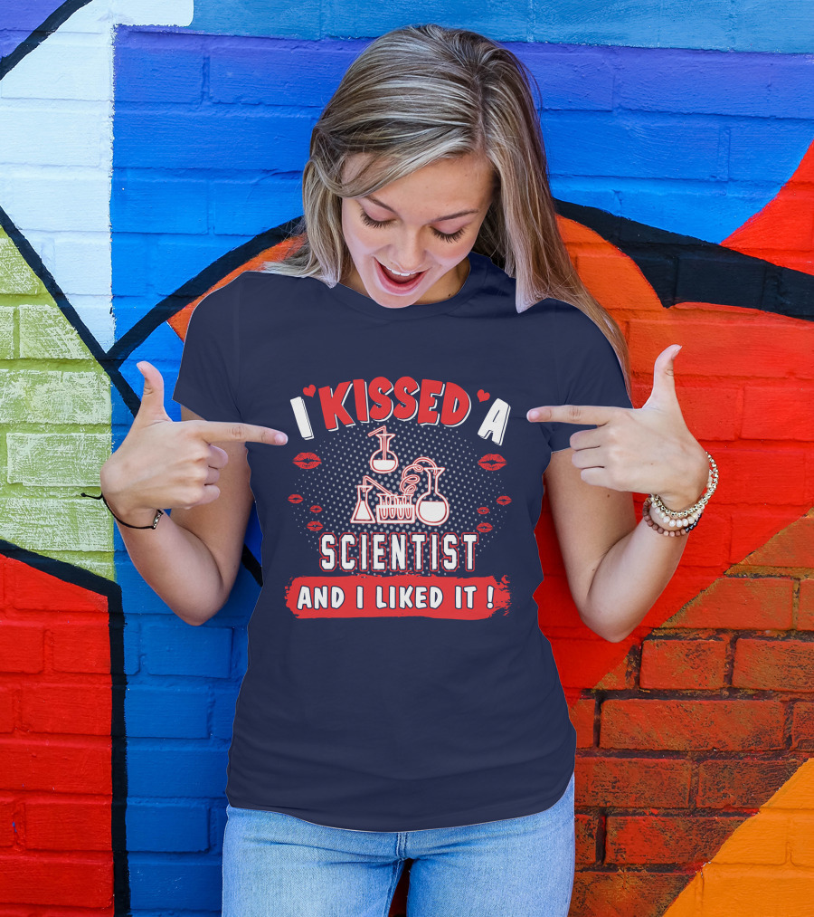 I Kissed A Scientist And I Liked It Beakers Chemical Reaction Kisses T-Shirt