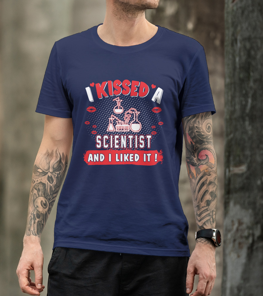 I Kissed A Scientist And I Liked It Beakers Chemical Reaction Kisses T-Shirt