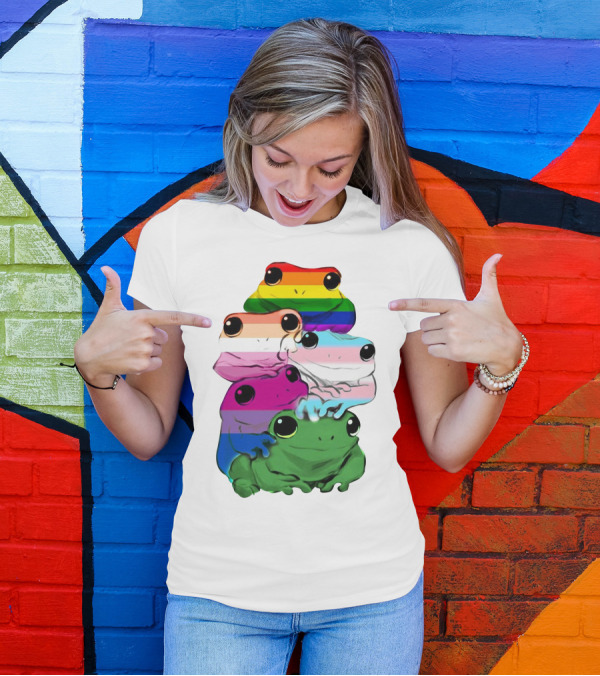 LGBT Frog Squad Rainbow Pride Stack T-Shirt