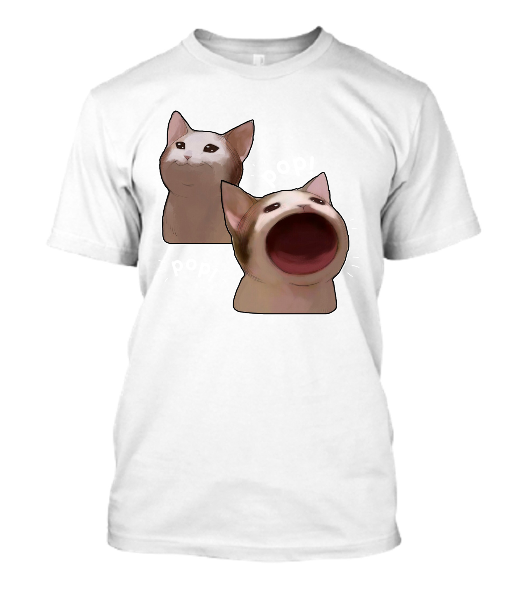 Funny Pop Cat Meme Yelling Humor Burst T-Shirt