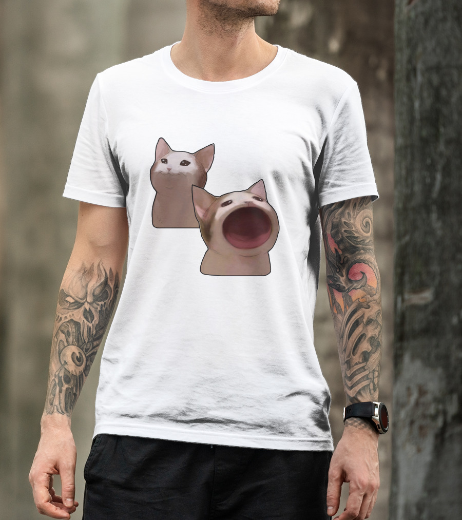 Funny Pop Cat Meme Yelling Humor Burst T-Shirt