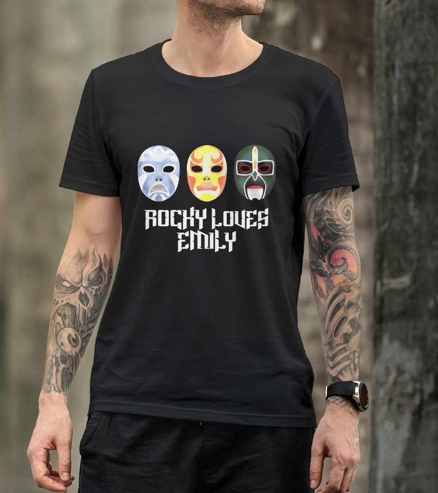 3 Ninjas Masks With Rocky Loves Emily Text T-Shirt