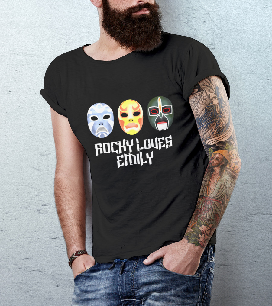 3 Ninjas Masks With Rocky Loves Emily Text T-Shirt