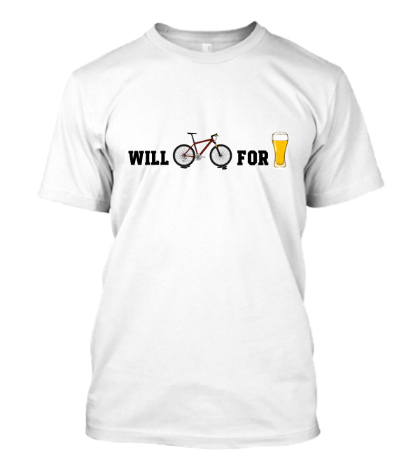 Will Bike For Beer Bicycle And Pint Glass Combination T-Shirt