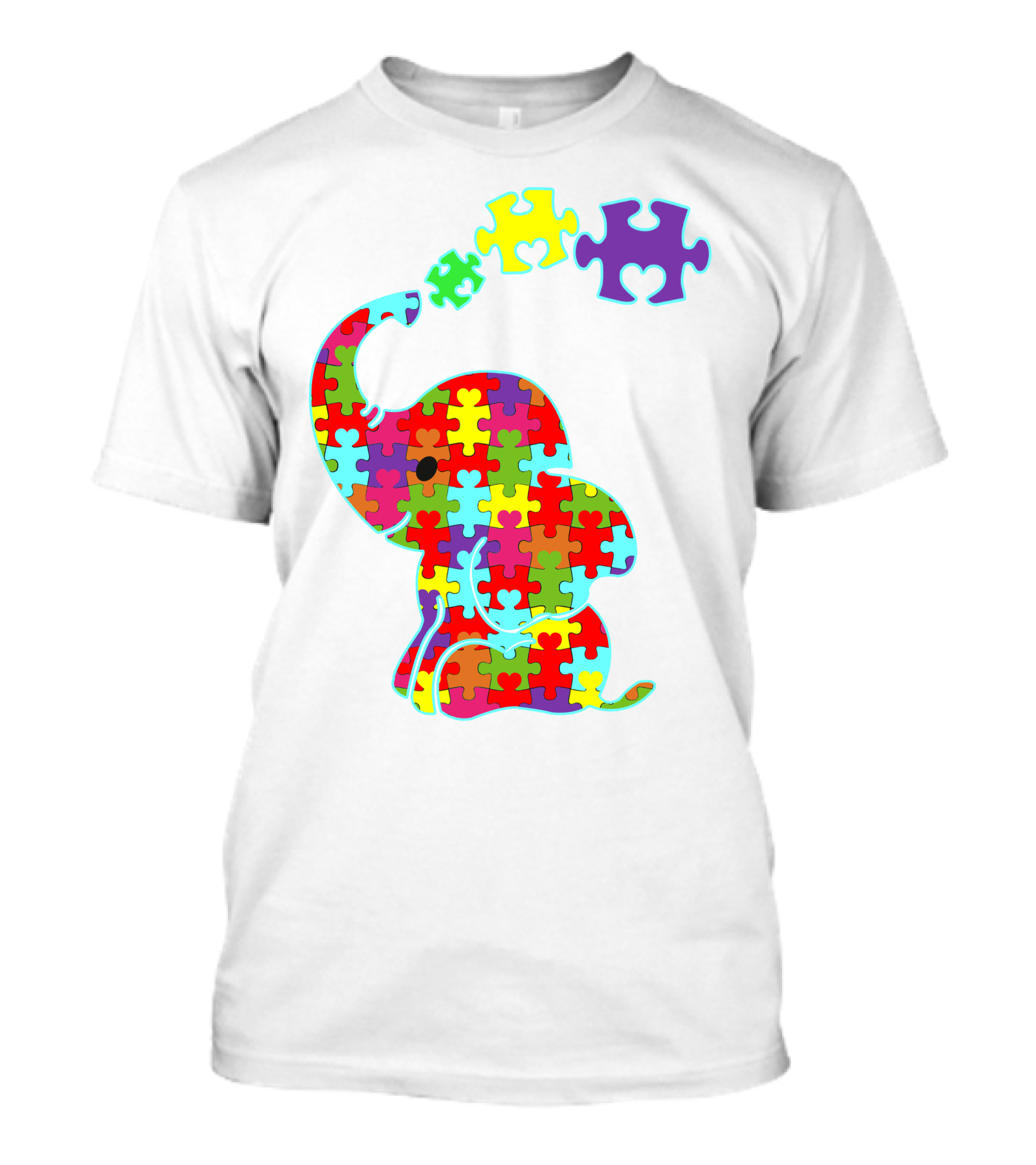 Autism Awareness Elephant Puzzle Pattern Autism Mom (ao Red) T-Shirt